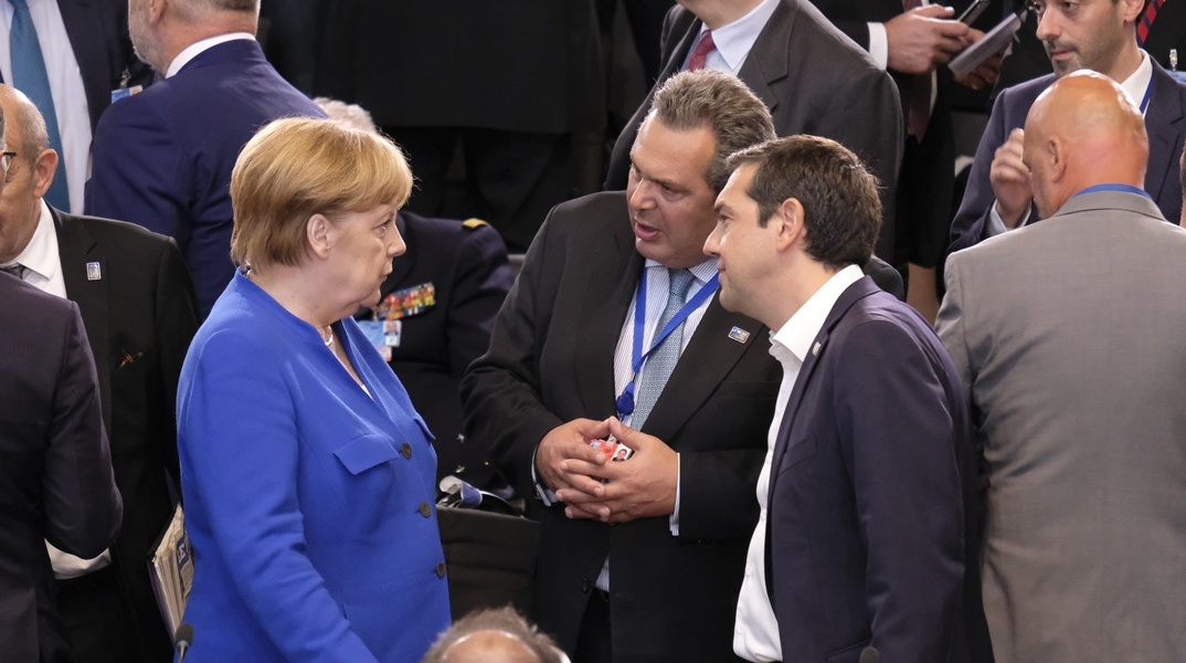 Πάνος Καμμένος, Αλέξης Τσίπρας και Άνγκελα Μέρκελ