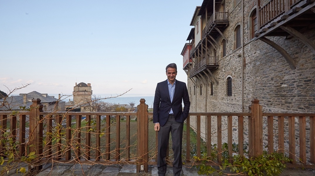 Ο Κυριάκος Μητσοτάκης στο Άγιο Όρος