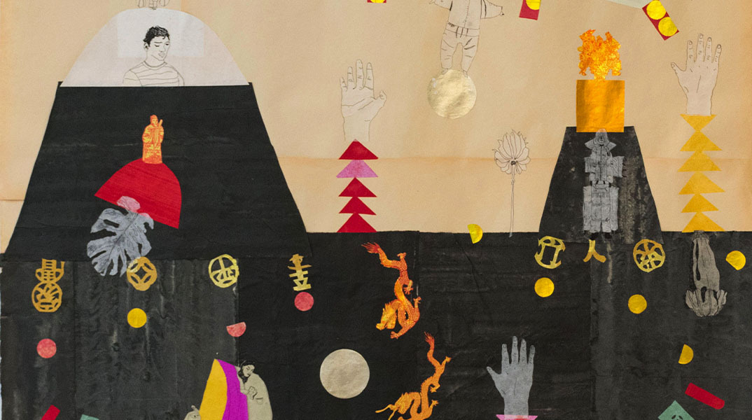 Κλεοπάτρα Τσαλή x DIMY, συλλογή "Τhe Minimum House" (πρωτότυπο έργο, κολάζ σε χαρτί, λεπτομέρεια) 