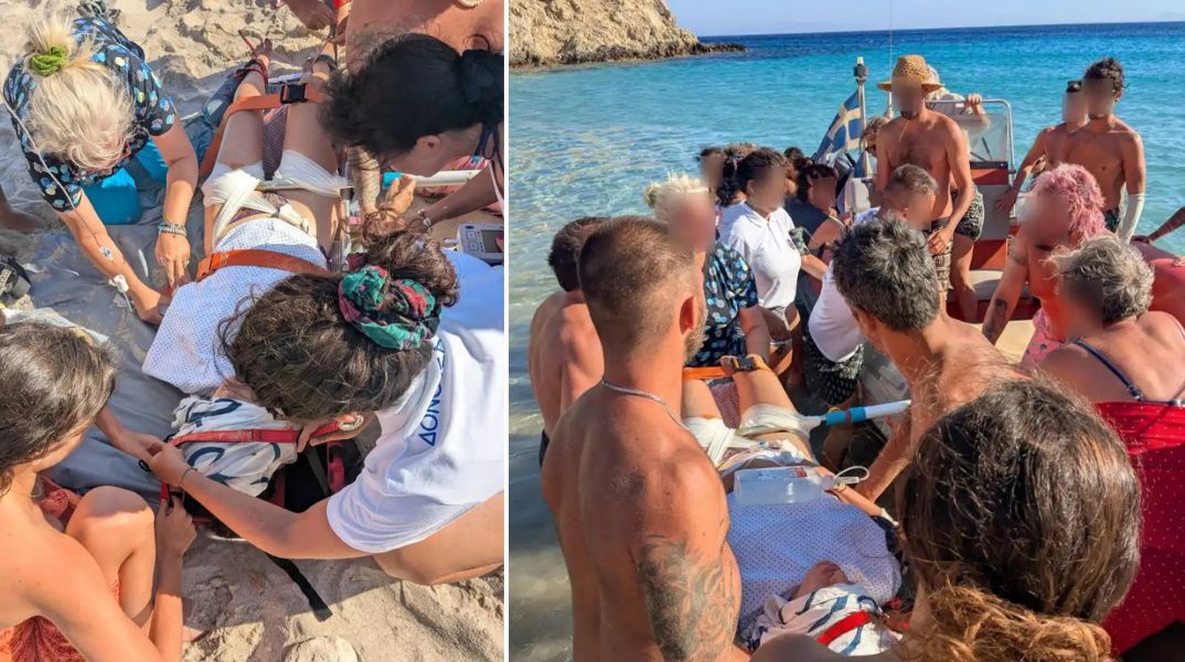 Δονούσα: Ομπρέλα παρασύρθηκε από ριπή ανέμου και τραυμάτισε σοβαρά τουρίστρια - Μεταφέρθηκε με βάρκα και ελικόπτερο στον Ερυθρό Σταυρό.