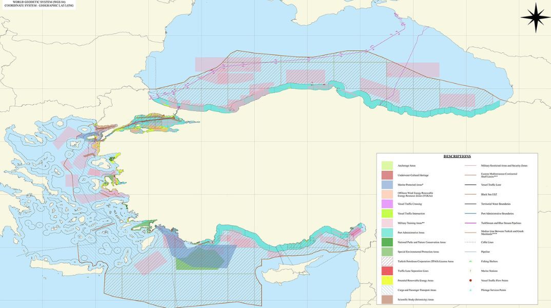 Η Τουρκία ανακοινώνει χάρτες για θαλάσσια πάρκα στο Αιγαίο και την Ανατολική Μεσόγειο και αποκλείει το Καστελόριζο, ανεβάζοντας ξανά την ένταση με την Ελλάδα.