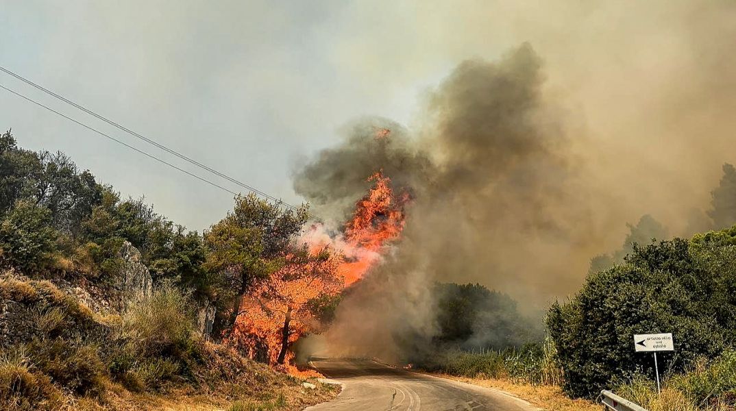 Αναζωπυρώθηκε η  φωτιά στη Ζάκυνθο - Μεταξύ Κοιλιωμένου προς Έξω Χώρα το πύρινο μέτωπο
