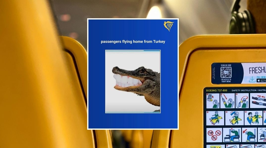 Ryanair: Με χιουμοριστικό post στα social media που δείχνει έναν κροκόδειλο με αστραφτερά δόντια, η αεροπορική εταιρία σατιρίζει τον «οδοντιατρικό τουρισμό».