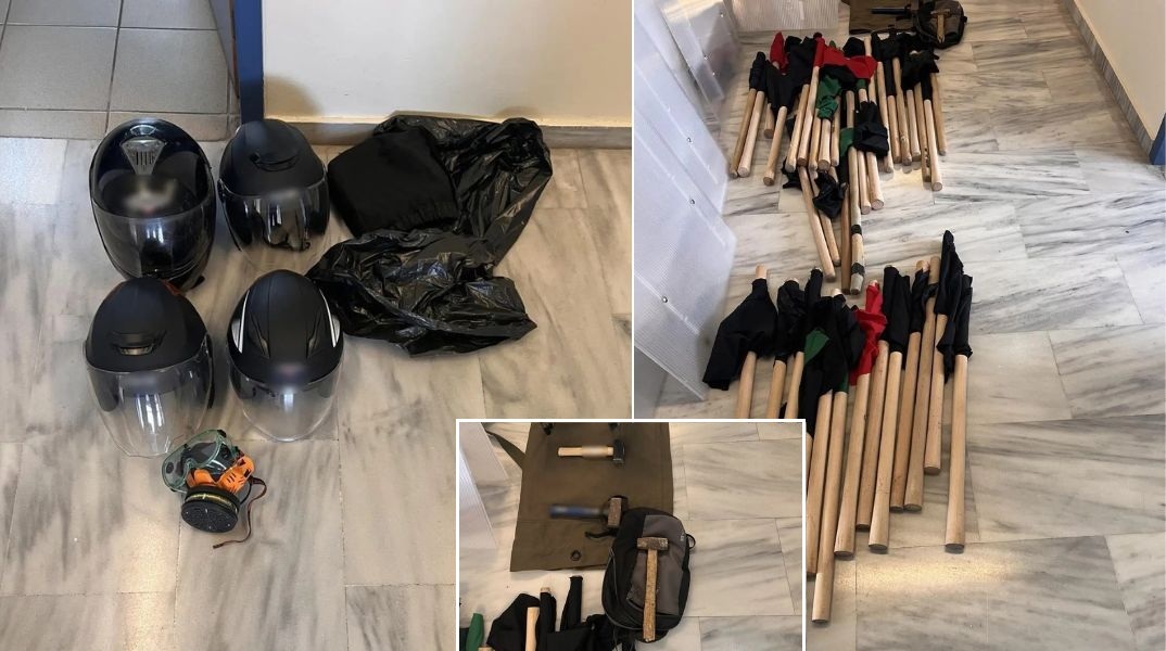 Έξι συλλήψεις στην κατάληψη «Ευαγγελισμός» για την επίθεση στον Μάκη Βορίδη στο Ηράκλειο - Κατασχέθηκαν σφυριά, καδρόνια και εξοπλισμός.
