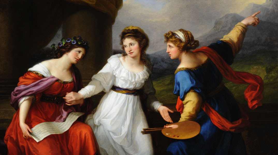 Ανγκέλικα Κάουφμαν, «Αυτοπροσωπογραφία της ζωγράφου σε δισταγμό μεταξύ των τεχνών της μουσικής και της ζωγραφικής»