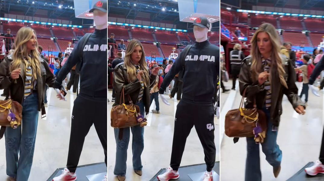 Η Αθηνά Οικονομάκου δημοσίευσε στο TikTok ένα αστείο στιγμιότυπο όπου μπερδεύει μια κούκλα βιτρίνας με τον σύντροφό της, Μπρούνο Τσερέλα