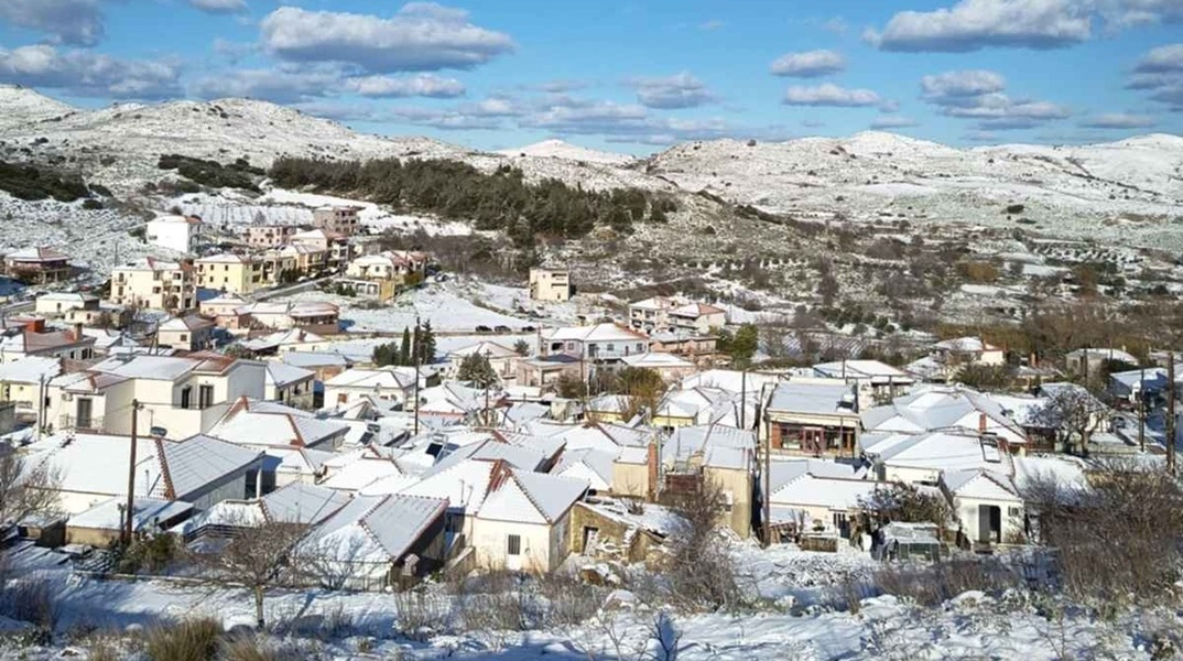 Εικόνα από τη χιονισμένη Λήμνο