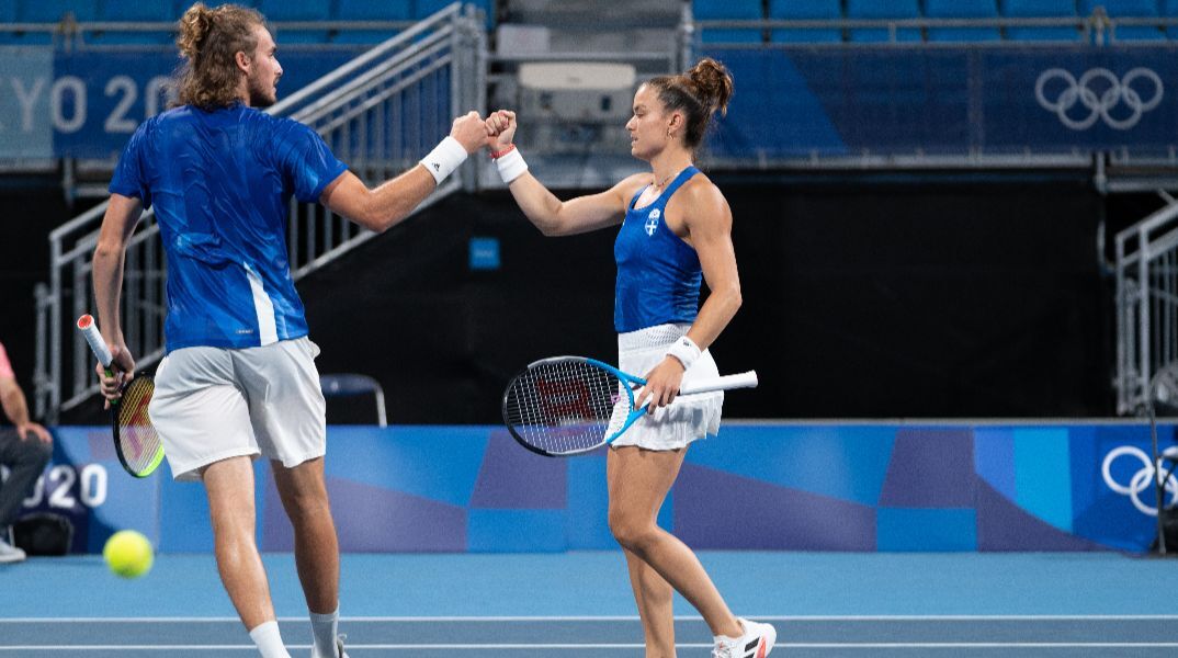 O Στέφανος Τσιτσιπάς και η Μαρία Σάκκαρη