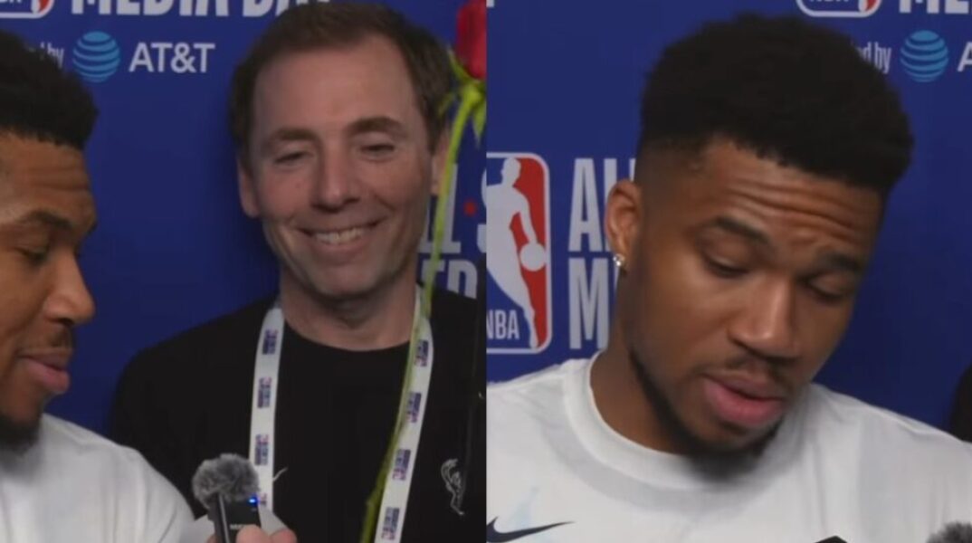 Γιάννης Αντετοκούνμπο: Έγινε viral με το τριαντάφυλλο που έδωσε σε ρεπόρτερ