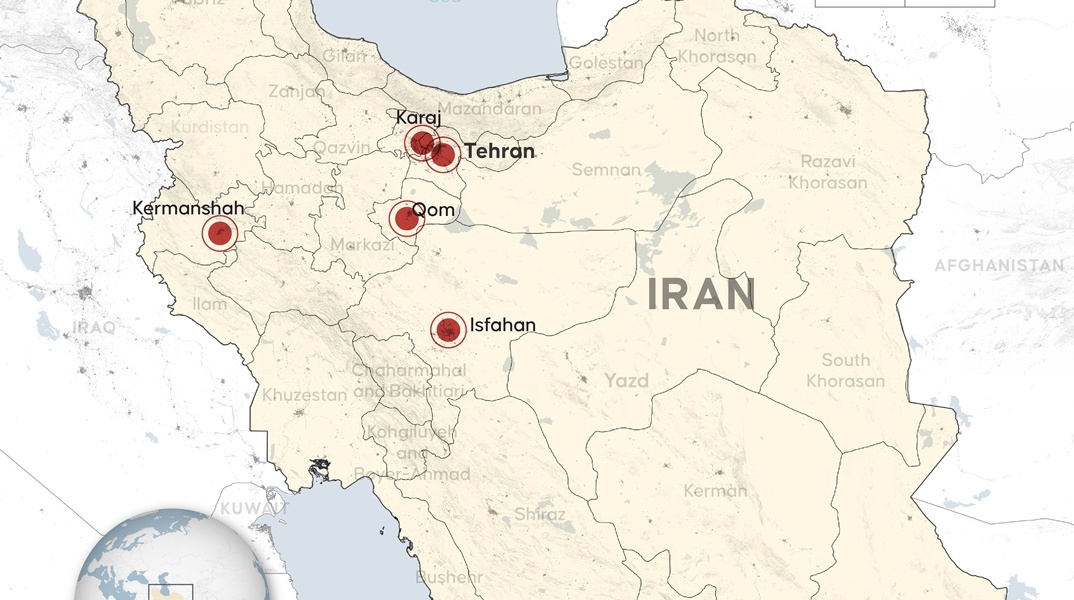 Χάρτης επιθέσεων ΗΠΑ - Ισραήλ στο Ιράν