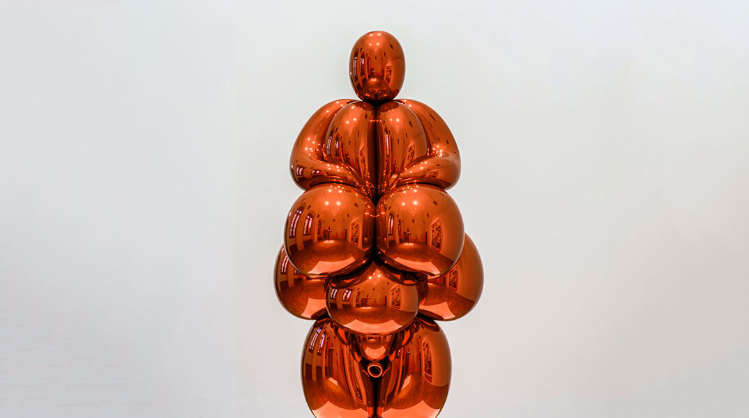Balloon Venus Lespugue (Orange), 2013-2019, ανοξείδωτος ανακλαστικός χάλυβας με διάφανη χρωματική επίστρωση 266,9 x 124,1 x 104,7 εκ., 1/5 μοναδικές εκδόσεις, Συλλογή Homem Sonnabend © Jeff Koons. Φωτογραφία: Ela Bialkowska, OKNO Studio, ευγενική παραχώρηση Palazzo Strozzi