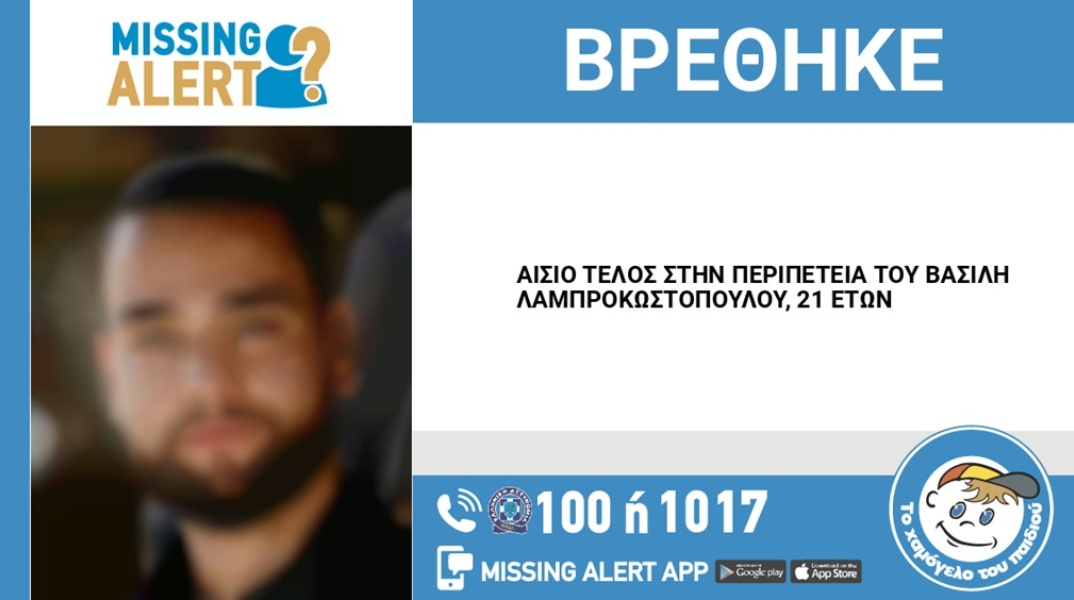Αίσιο τέλος στην εξαφάνιση 21χρονου από την Καλλιθέα