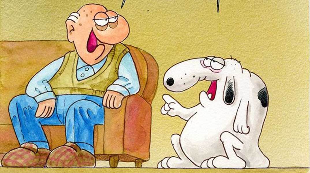 Σκίτσο του Αρκά από τη σειρά «Οι Συνομήλικοι»