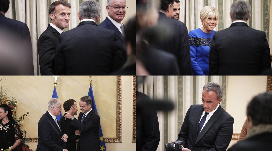 Στιγμιότυπα από τη δεξίωση προς τιμήν του ζεύγους Μακρόν στο Προεδρικό Μέγαρο