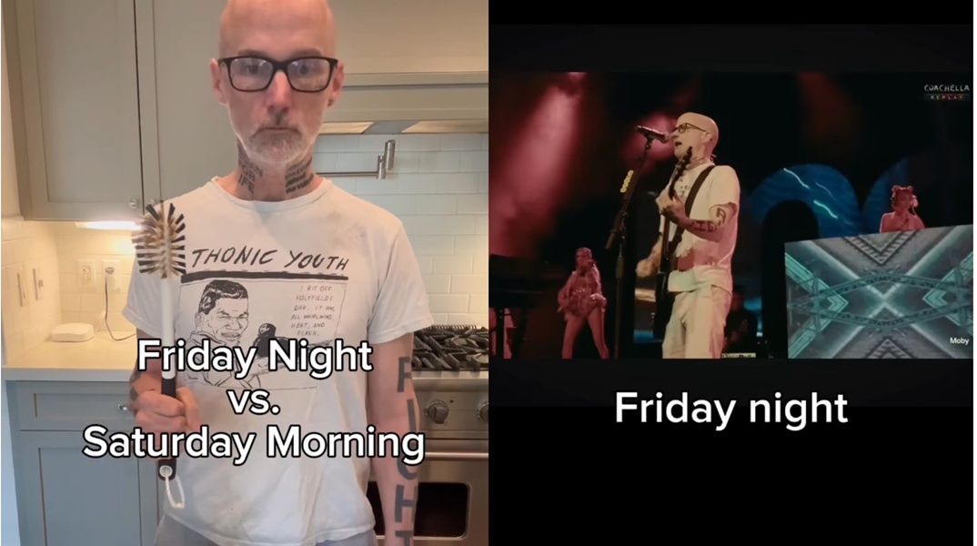 Friday night vs Saturday morning: Τι κάνει ο Moby όταν κλείσουν τα φώτα της σκηνής