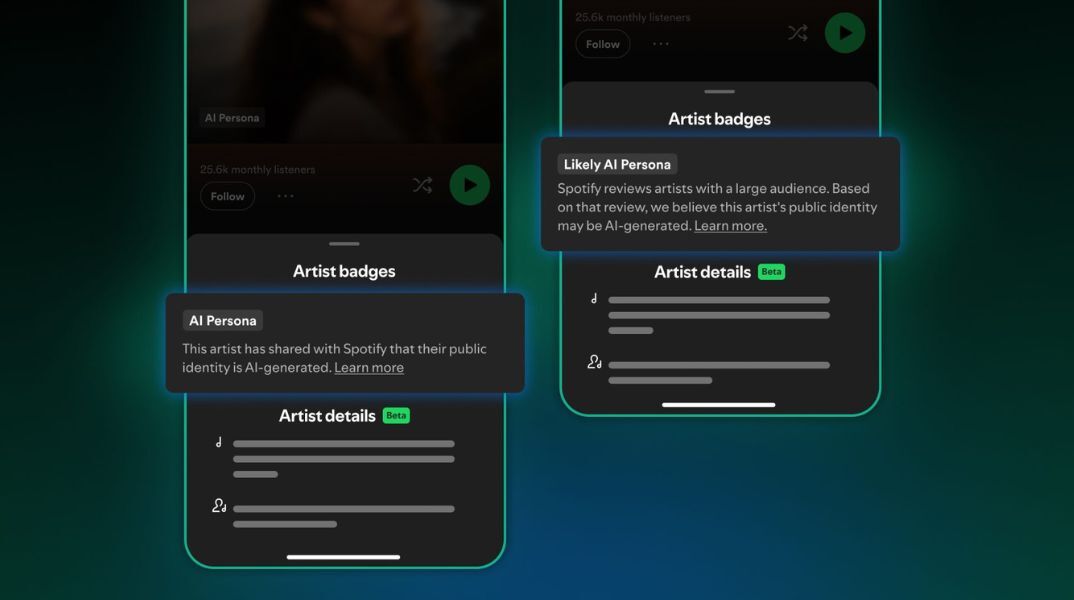 Το Spotify θα ξεχωρίζει εικονικούς καλλιτέχνες τεχνητής νοημοσύνης από πραγματικούς μουσικούς - Εισάγει νέα ετικέτα AI persona και αποκλεισμό από playlists