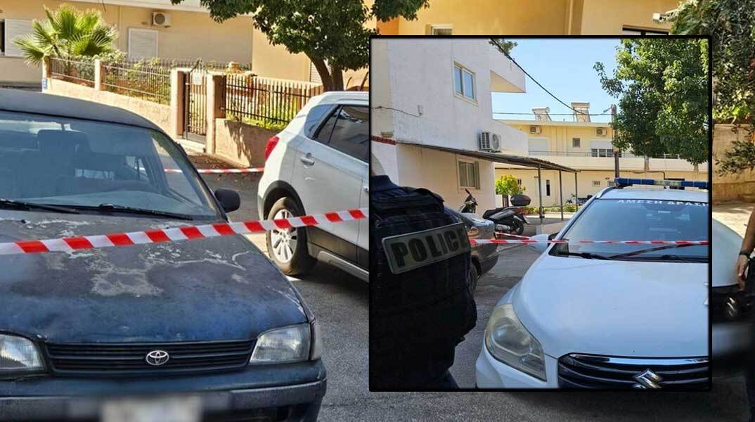 Αστυνομικοί στα Χανιά στο σημείο όπου αυτοπυροβολήθηκε ο άνδρας