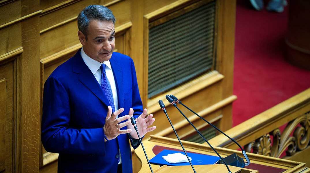 Ο πρωθυπουργός Κυριάκος Μητσοτάκης στη Βουλή