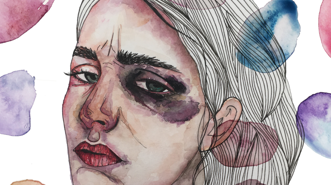 Ζωγραφιά για τη βία κατά των γυναικών - Γυναίκα με μώλωπες στο πρόσωπο