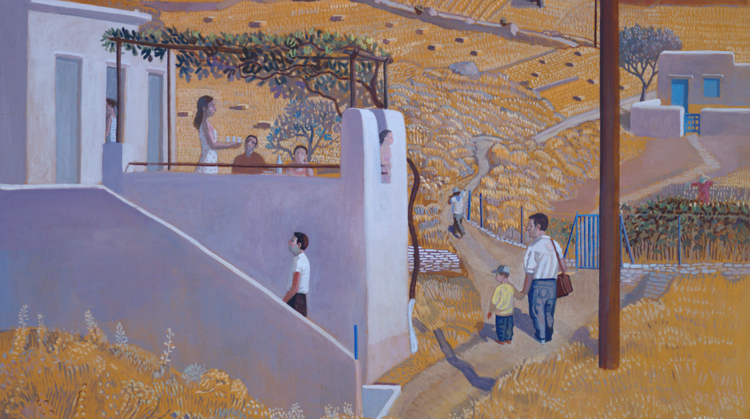 Κώστας Παπανικολάου, «Κύθνος», 2002, αβγοτέμπερα σε κόντρα πλακέ θαλάσσης