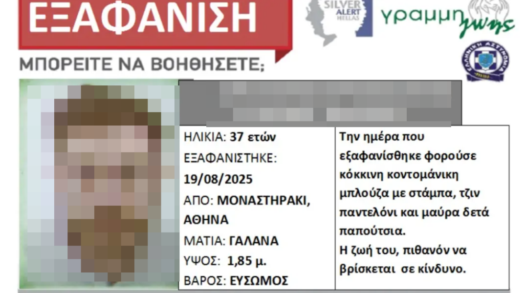 Αίσιο τέλος στην εξαφάνιση 37χρονου από το Μοναστηράκι