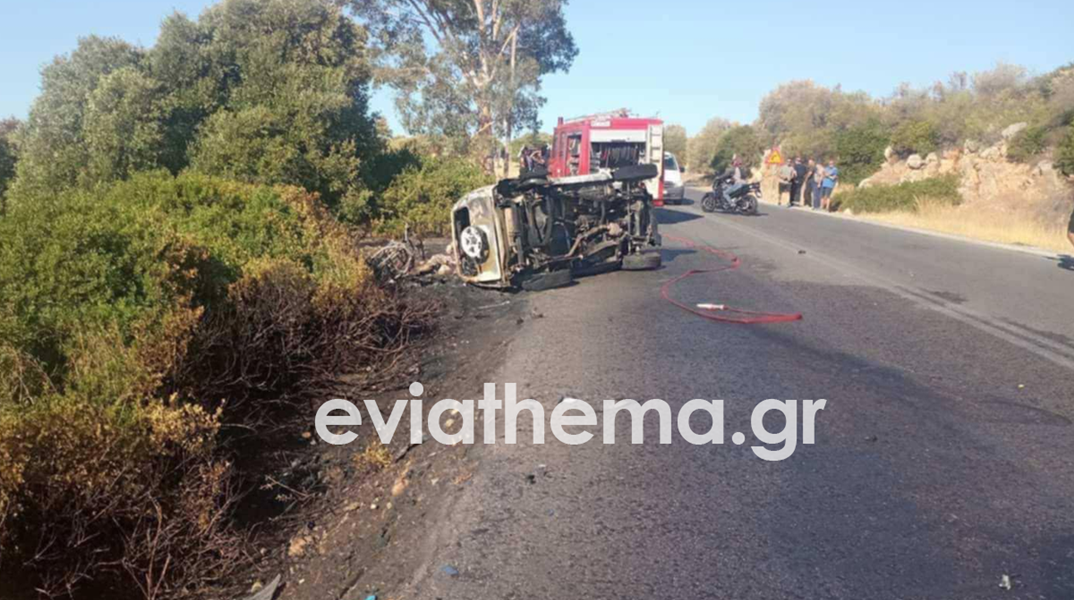 Το σημείο του τροχαίου δυστυχήματος στην Εύβοια