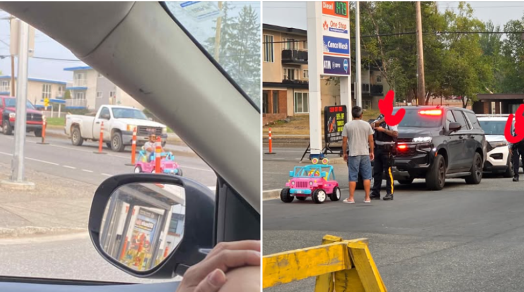 Άνδρας οδήγησε σε πολυσύχναστο δρόμο ροζ παιδικό αυτοκινητάκι