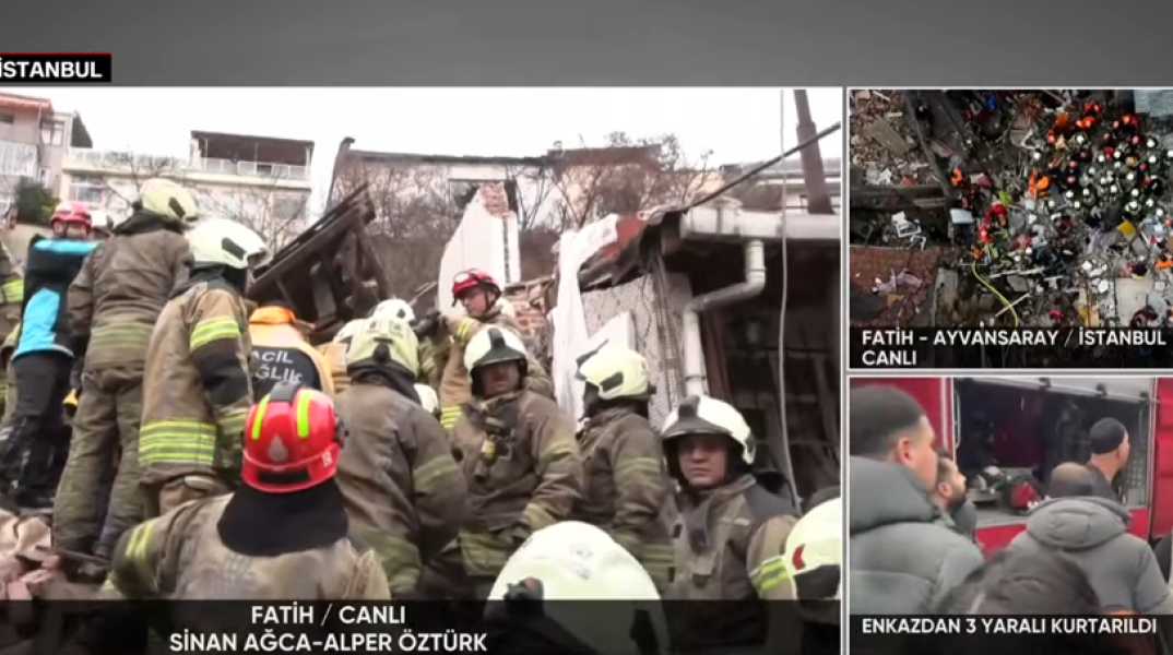 Συναγερμός στην Κωνσταντινούπολη μετά την κατάρρευση κτιρίων στην περιοχή Φατίχ 
