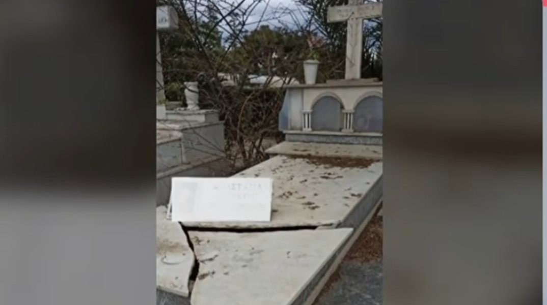 Εικόνα από τάφο κατεστραμμένο στο Γ' Νεκροταφείο στη Νίκαια