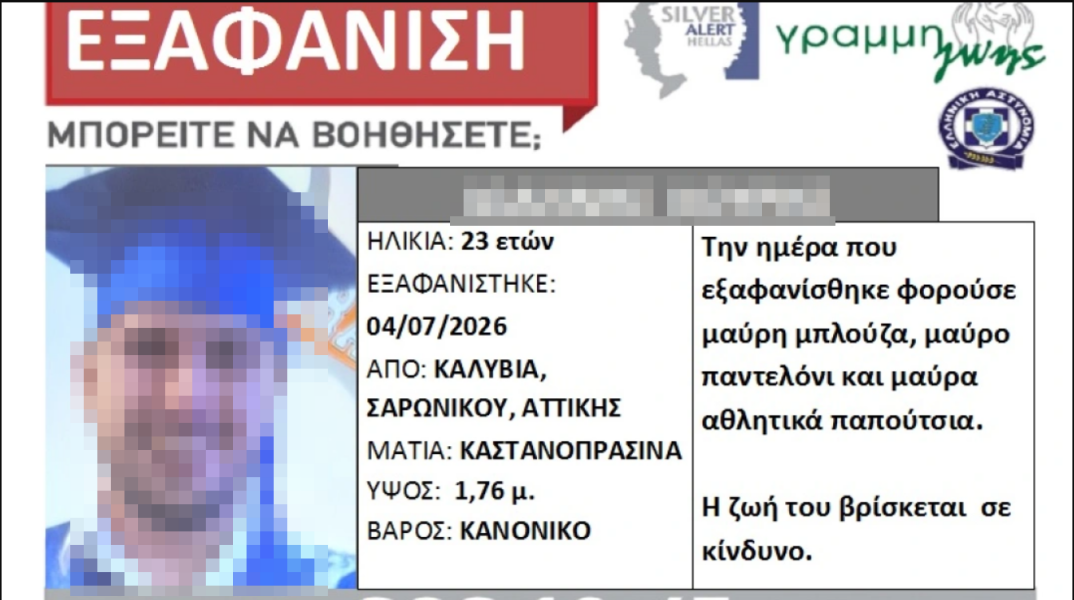Αίσιο τέλος στην εξαφάνιση 23χρονου από τα Καλύβια 
