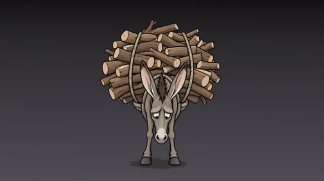 Σκίτσο του Αρκά: ένα υπερφορτωμένο γαϊδουράκι