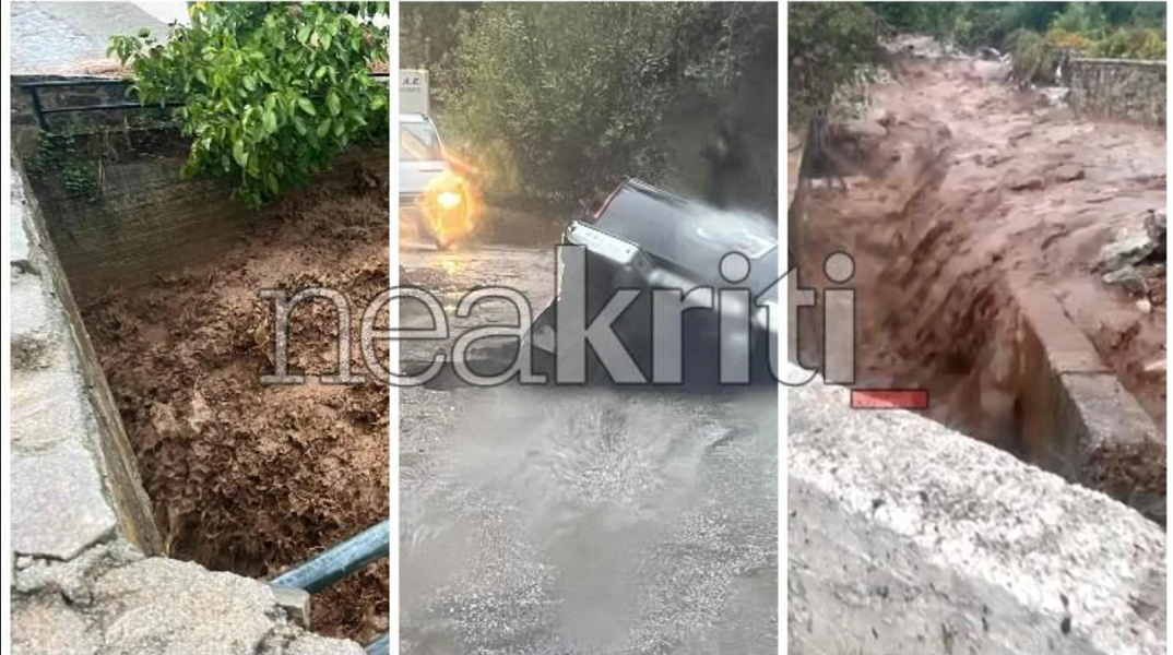 Η κακοκαιρία «χτυπά» την Κρήτη: Μπαράζ μηνυμάτων από το 112 - «Βούλιαξαν» τα Ζωνιανά, σοβαρά προβλήματα στον Μυλοπόταμο