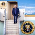 O Ντόναλντ Τραμπ κατεβαίνει τις σκάλες του Air Force One