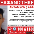 Συναγερμός για την εξαφάνιση 16χρονου από χώρο φιλοξενίας ανηλίκων στην περιοχή της Μυτιλήνης