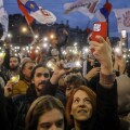 Yποστηρικτές του κόμματος «Φοιτητική Λίστα» στο Βελιγράδι