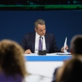 Ο Κυριάκος Μητσοτάκης στο περιθώριο της συνέντευξης Τύπου στη ΔΕΘ