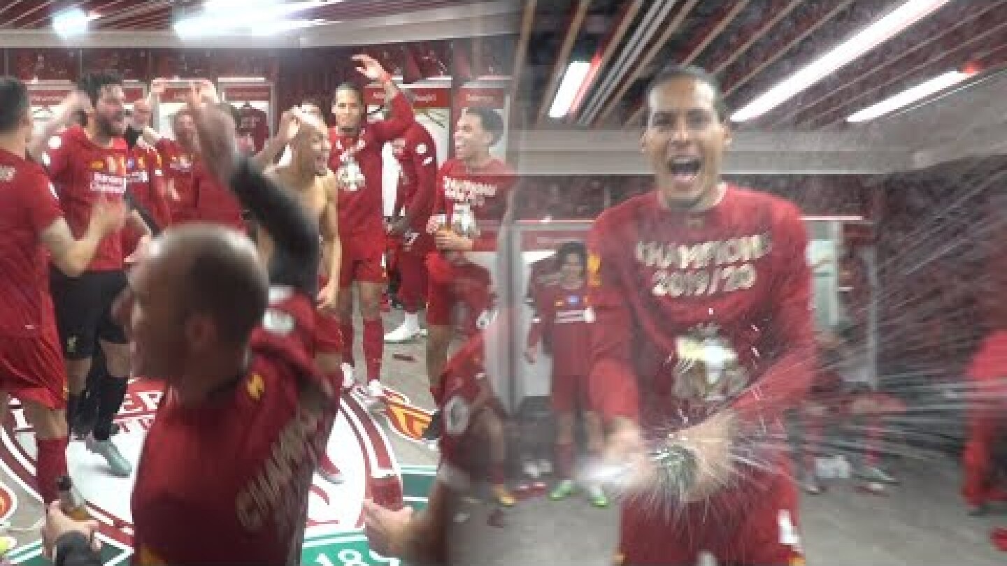 Inside the LFC dressing room - Liverpool celebrate the title at Anfield