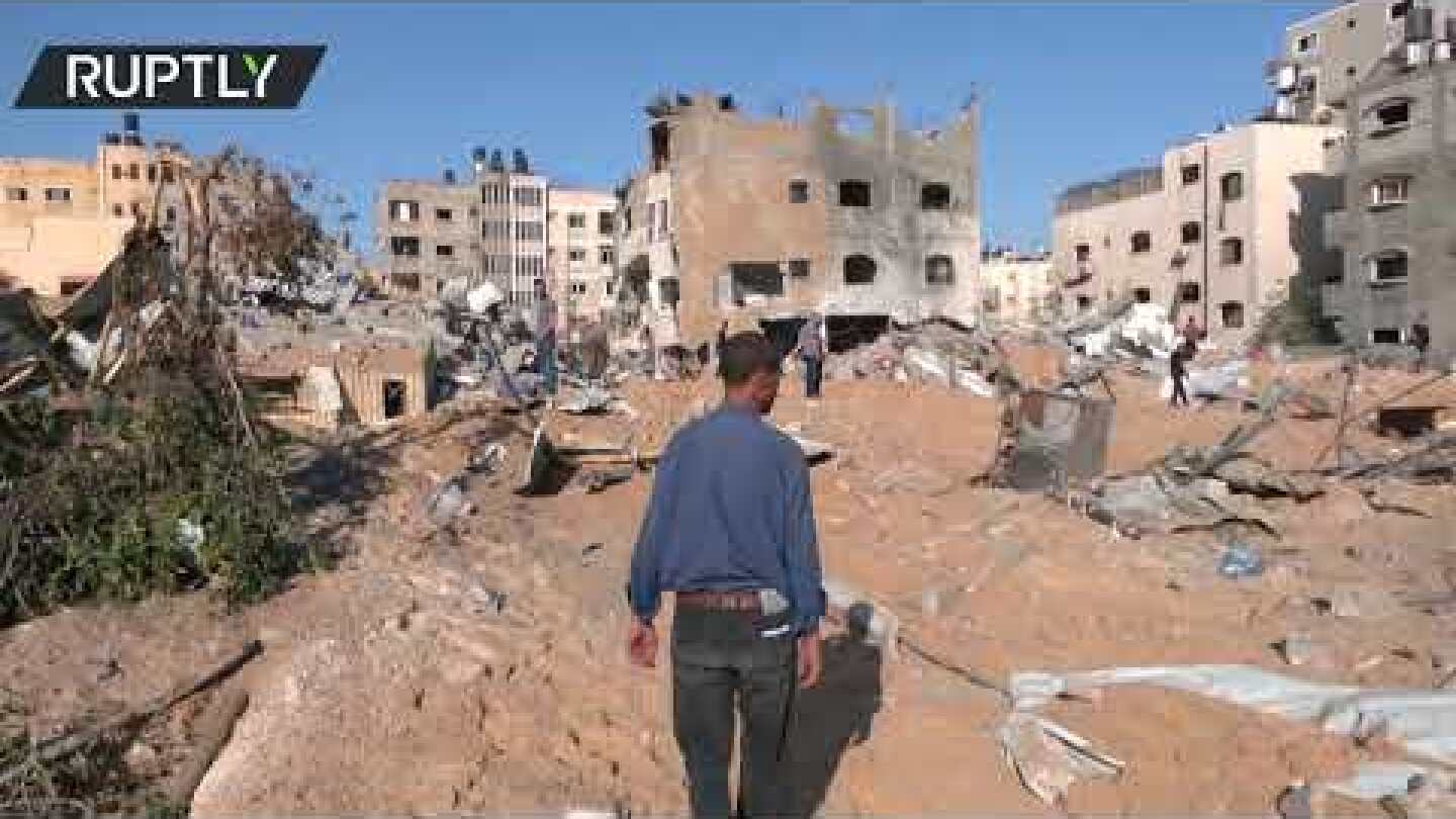 Gaza residents recover belongings following Israeli shelling