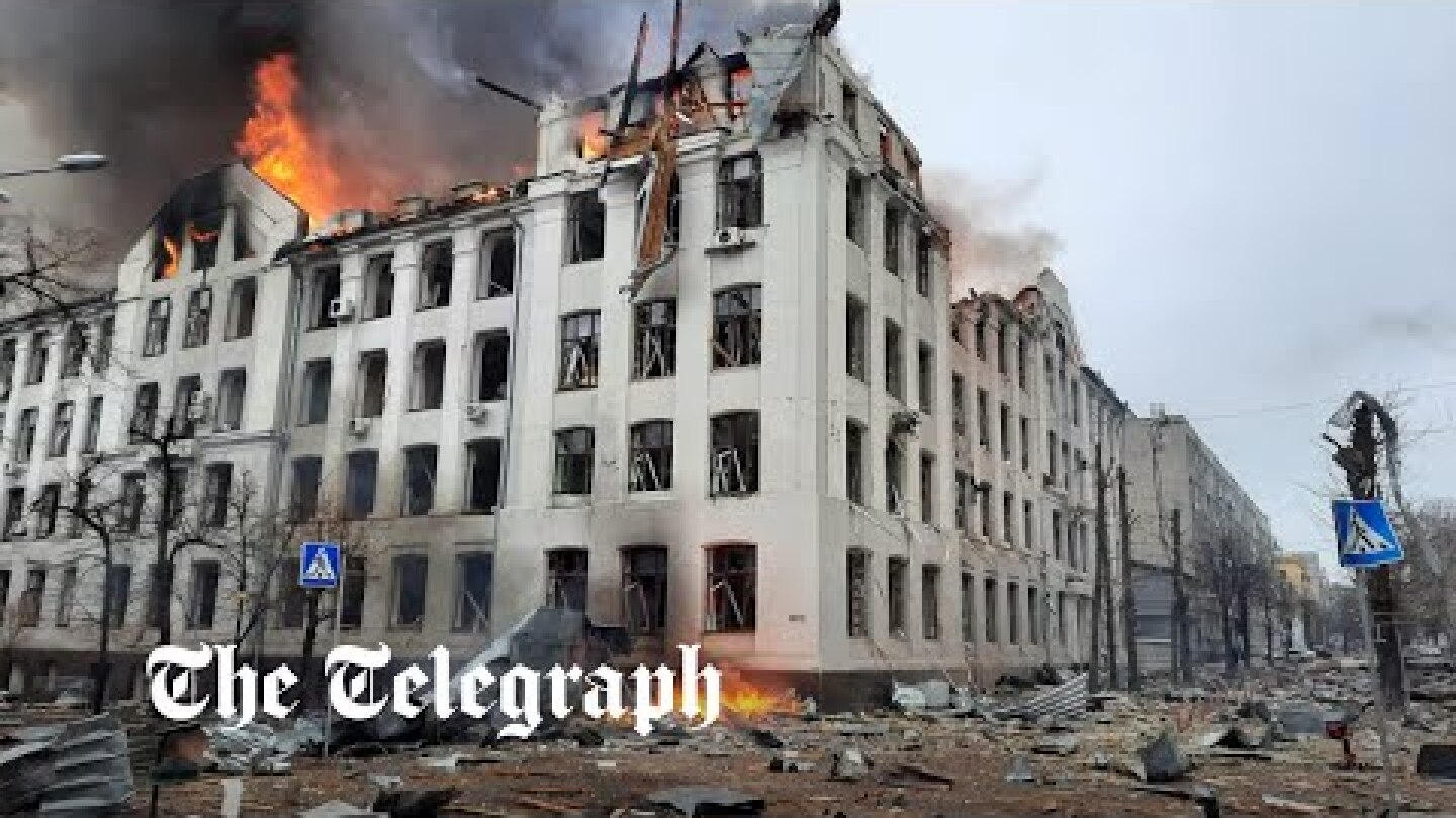 Russia-Ukraine war: Footage reveals scale of destruction in Kharkiv as 21 reported dead