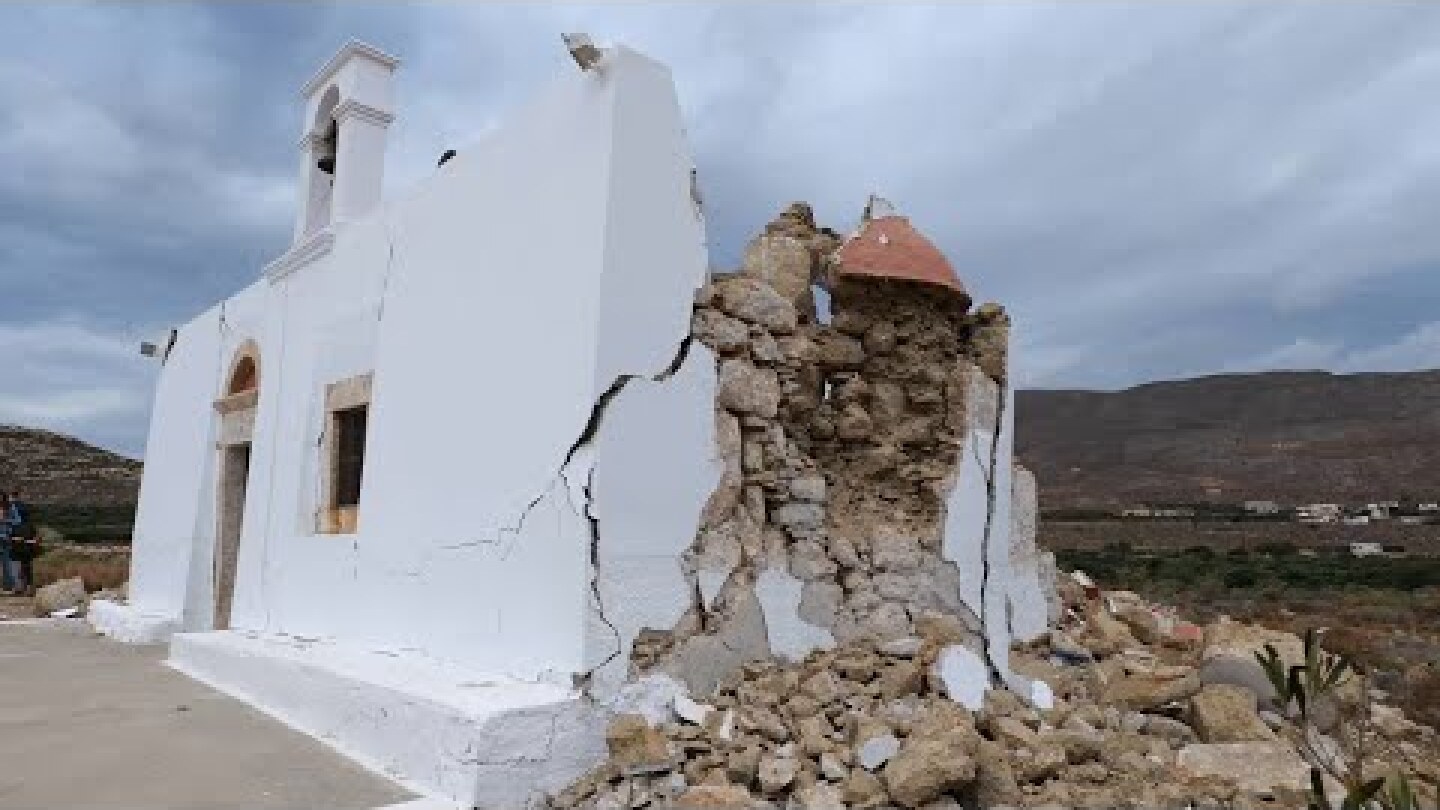 Κατάρευση μικρού ναού από τον σεισμό των 6,3 Ρίχτερ στην Κρήτη