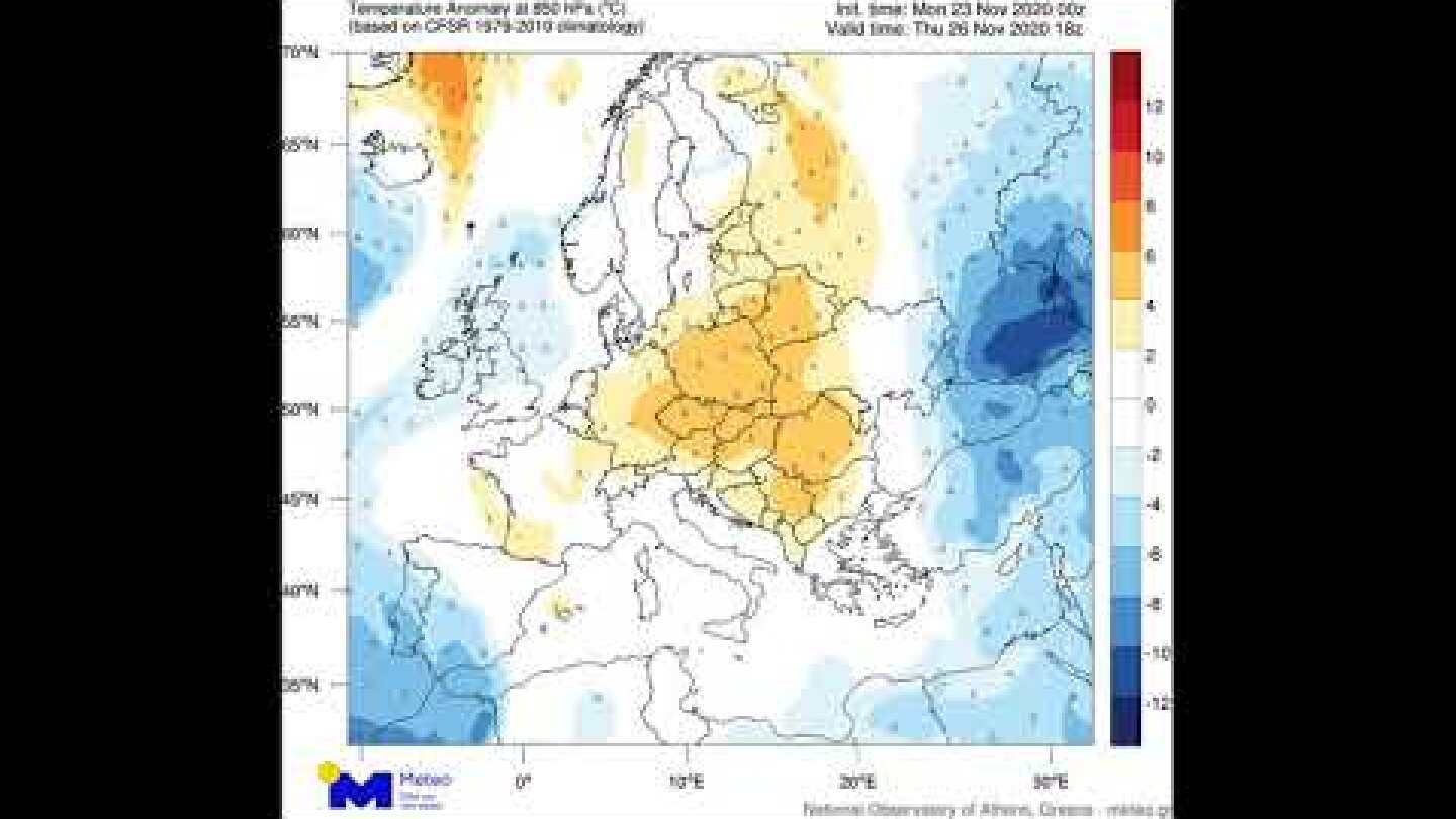 Meteo.gr: Θερμοκρασιακές μεταβολές στην Ευρώπη 23-29/11/2020