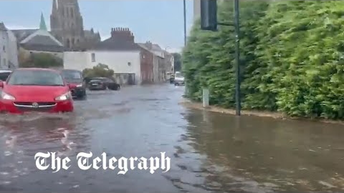 Truro, Cornwall flooded as heavy rain follows intense heatwave