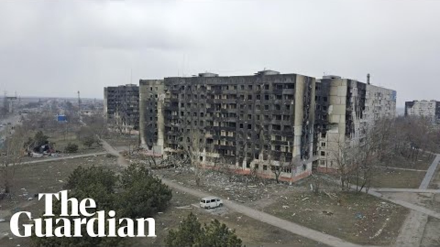 Drone video shows destroyed residential buildings and shopping centre in Ukraine