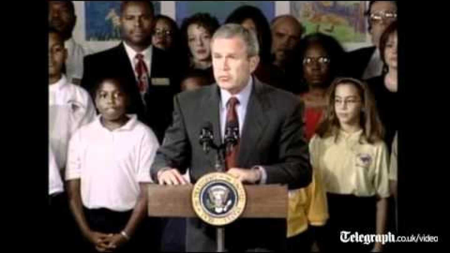 George W Bush delivers his first public speech after 9/11 attack