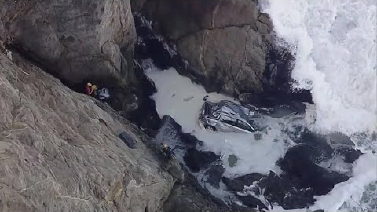 Driver plunges off California cliff, survives with no serious injuries