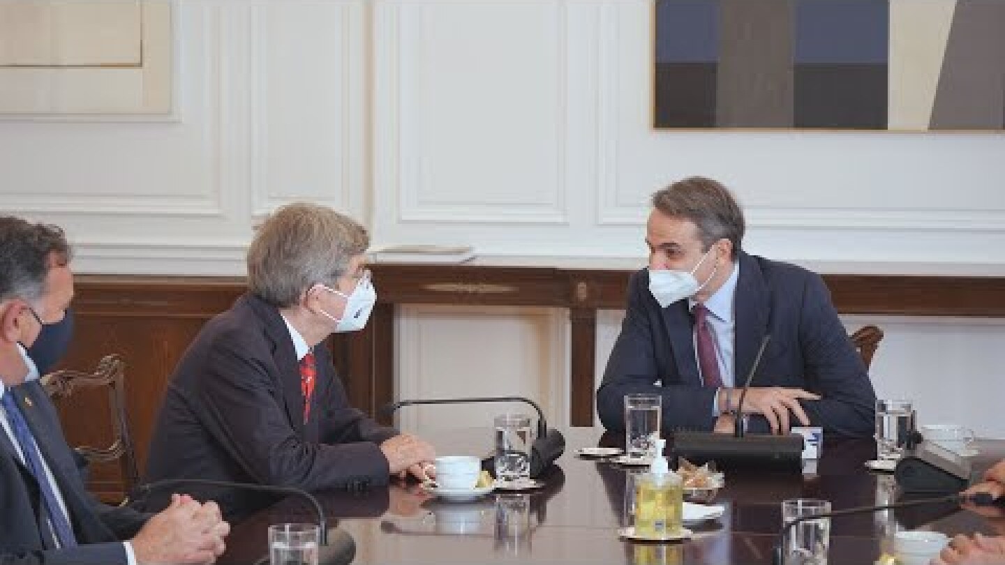 Συνάντηση του Πρωθυπουργού Κυριάκου Μητσοτάκη με τον Πρόεδρο της ΔOE Thomas Bach