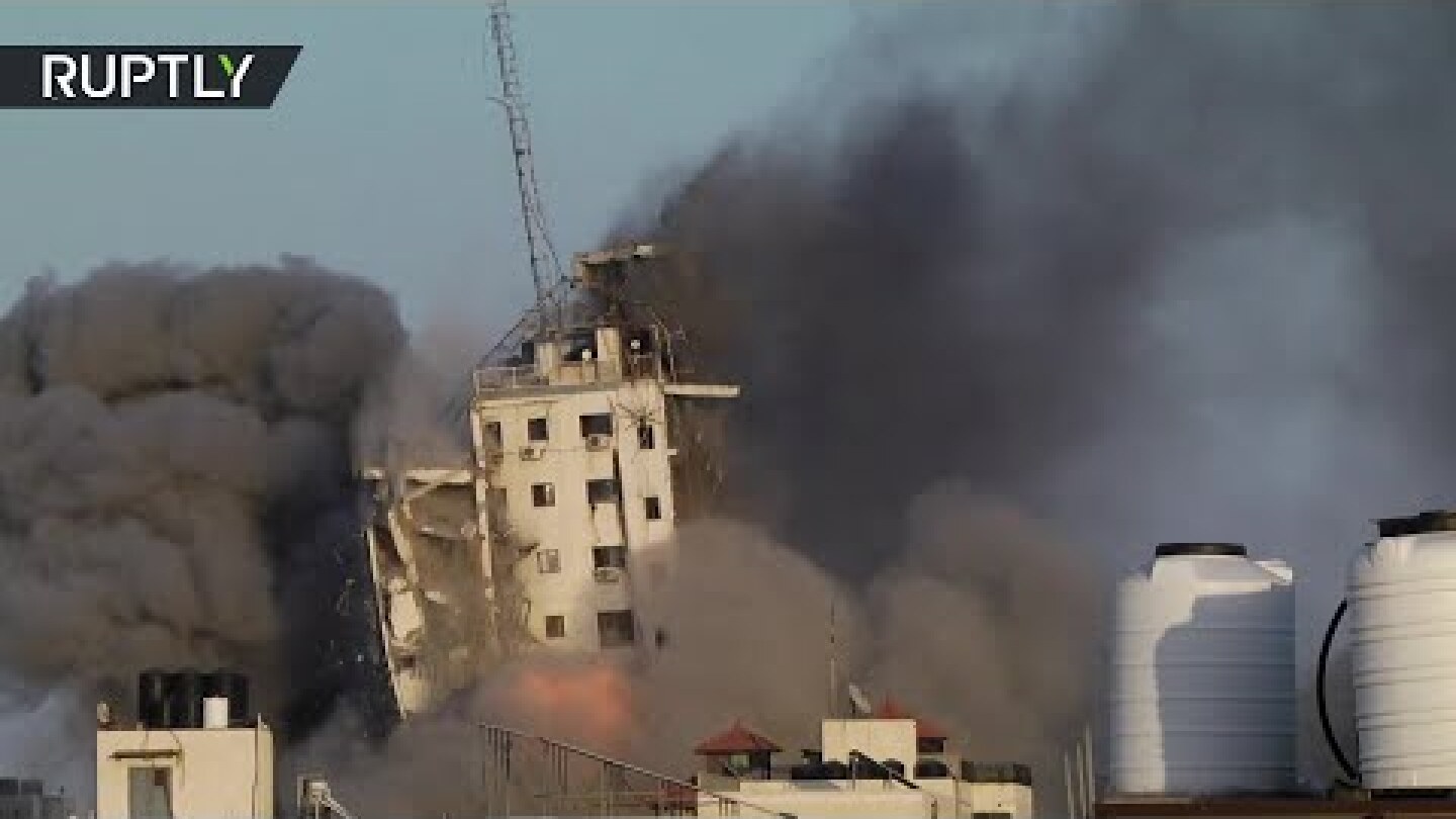 Al Sharuk tower in Gaza collapses following IDF bombing