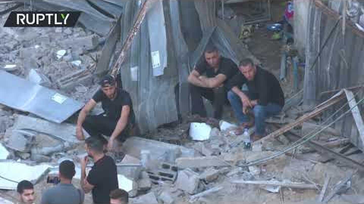 Aftermath of Israeli airstrike on Palestine's al-Saftawi area