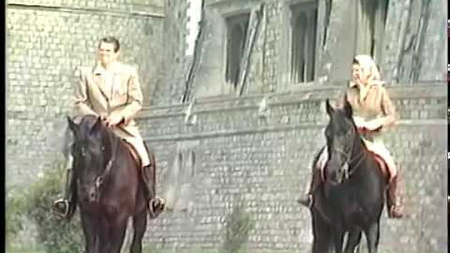 President Reagan horseback riding with Queen Elizabeth II at Windsor castle on June 8, 1982