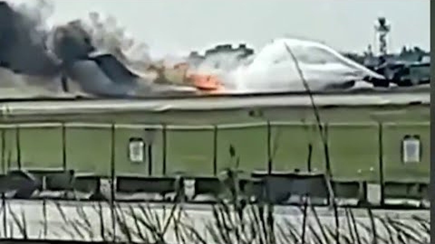 Video shows plane catching fire at Miami airport